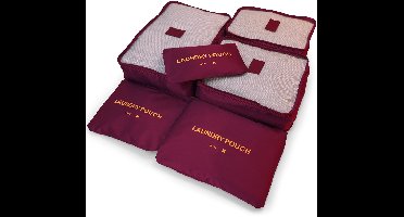 George Napoli Packing Cubes - Koffer Organizer Set - 6-delig - Reiszakken - Travel Cubes - Donker Rood