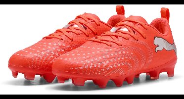 PUMA FUTURE 9 PLAY FG/AG Jr Unisex Sportschoenen - Glowing Red-PUMA White-PUMA Black-PUMA Silver