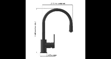 Boraboi® Zwarte Keukenkraan met Flexibele Draaibare Soft-Touch Slang en Koude Start,Zwart,345*245*50 mm