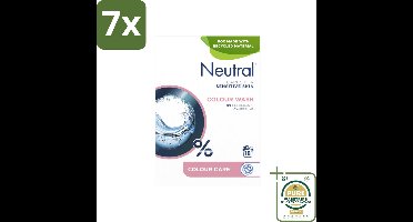 7 x Neutral Waspoeder Kleur 18 Wasbeurten 1,187 kg - Grootverpakking - Gevoelige Huid - Waspoeder - Parfumvrij - Gekleurde Was - 0% Parfum