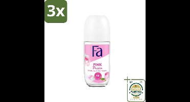 3 x Fa - Pink Passion - Deodorant Roller - Roze Roos - 50 ml - Grootverpakking - Deodorant Roller - Frisheid - Bloemige Geur - Transpiratiegeur - Huidverzorging