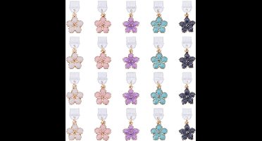 20 Stuks Universele Type-C Stofpluggen met Bloemen Charm Hangers voor Smartphones en Tablets