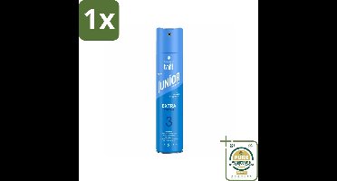 1 x Taft - Extra Strong 3 - Junior Haarspray - Stevige kindvriendelijke fixatie - 250 ml- Kindvriendelijk Haarspray - Extra Sterke Fixatie - 48u Hold - Haarspray Voor Kinderen - Micro-verstuiving
