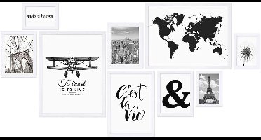 Set of 14 photo frames black modern from MDF 10x15 to 30x40 cm with acrylic glass including accessories/Photo frames-collage/Photo gallery/Photo frame set