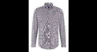 Overhemd Blue Industry donkerblauw geprint stretch