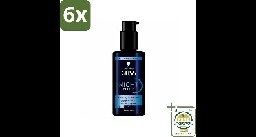 Gliss - Haarserum - Night Elixer - Overnight Moisture - Hydratatie en Glans - 100 ml - Voordeelverpakking - 6 stuks - Hydraterend serum - Gliss Night Elixir