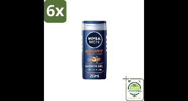 NIVEA MEN – Douchegel – Sport – 250 ml - Voordeelverpakking - 6 stuks - Sportdouchegel - Fris na sporten