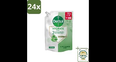 Dettol - Handzeep Navulling - Hydrate - Aloë Vera & Bamboe - 500 ml - Voordeelverpakking - 24 stuks - Aloë vera handzeep - Bamboe handzeep