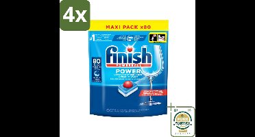 Finish - Vaatwasmiddel - Power All in One Regular - Effectieve Alles-in-1 Reiniging - 80 capsules - Voordeelverpakking - 4 stuks - Vaatwas - Schone vaat