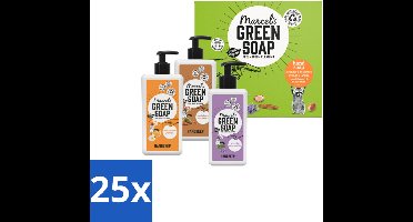 Marcel's Green Soap - Geschenkset - Handzeep - Sinaasappel & Jasmijn - Lavendel & Rozemarijn - Sandelhout & Kardemom - Cadeauset - Bulkverpakking - 25 stuks