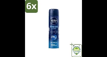 NIVEA MEN - Deodorant Spray - Fresh Active - 150 ml - Voordeelverpakking - 6 stuks - Frisheid - Zweet