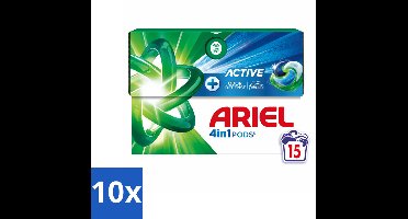 Ariel - 4in1 Wasmiddel Pods - Actieve Geurbestrijding - 15 Pods - Bulkverpakking - 10 stuks
