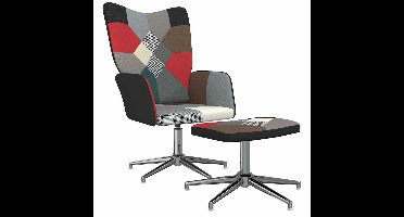vidaXL - Relaxstoel - met - voetenbank - patchwork - stof