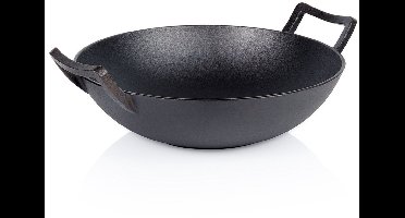 Wokpan Gietijzeren CAST LINE 36 cm - Koekenpan - Diepe Braadpan - Aziatische Kookpan