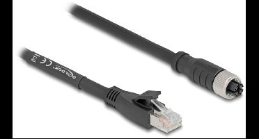 M12 8-pins X-gecodeerd (v) - RJ45 (m) industriële netwerkkabel | CAT5e | PVC | 2 meter