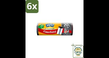 Swirl – Pedaalemmerzakken – 20 L – Fixeerband – 15 zakken - Voordeelverpakking - 6 stuks - Emmerzak met fixeerband - Emmerzak met elastische band