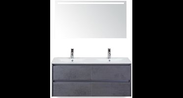 Dante Badmeubelset 120 cm - Beton Antraciet - Keramische Wastafel Wit Enjoy met Sence Spiegel