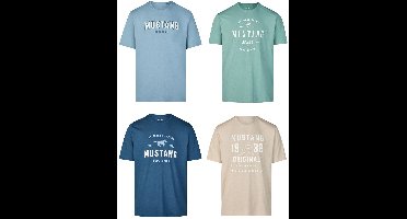 Mustang Heren T-Shirt 4-pack Mustang heren T-shirt regular fit Veelkleurig M Ronde Hals Volwassenen