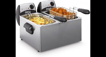 RVV® Frituurpan dubbel - Frituurpan - Zilver - ‎41cm x 42cm x 28cm