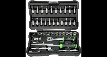 Jbm 54109 Dopsleutelset Met Bits En Doppen 46 Stukken Zilver