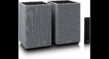 Lenco Hifi Speaker - Boekenplank speakers met Bluetooth - 80W - 2 stuks - Stereo set - SPB-240BKGY - Zwart/Grijs