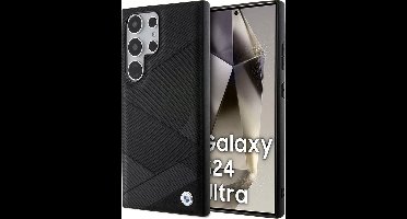 BMW Backcase hoesje geschikt voor Samsung Galaxy S24 Ultra - Effen Zwart - Leer