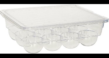 Plasticforte Eierdoos - koelkast organizer eierhouder - 12 eieren - transparant - kunststof - 22,5 x 17,5 cm