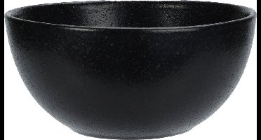 Excellent Houseware Soepkommen - Lava stone - keramiek - D15 x H7 cm - zwart - Stapelbaar