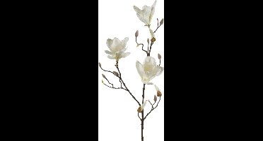 Emerald Kunstbloem Magnolia tak - 90 cm - wit/creme - Kunst zijdebloemen