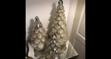 PTMD Quinty L Kerstboom - H38 x Ø21 cm - Glas - creme