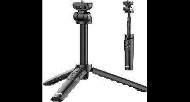 Ulanzi RMT-01 selfiestick statief met Bluetooth remote - Voo camera & smartphone – Uitschuifbaar tot 18,4 cm – Zwart