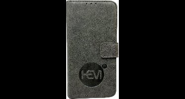 HEM leren Book Case (geschikt voor 15 Plus) iPhone 15 Plus hoesje met 3 pasjesuitsnedes - Portemonneehoesje - Pasjeshouder - Vintage Grey