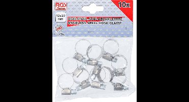 BGS Slangklemmen roestvrij staal 12 x 20 mm 10 stuks - 8095-12x20
