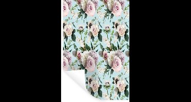 Muurstickers - Sticker Folie - Bloemen - Rozen - Pastel - 20x30 cm - Plakfolie - Muurstickers Kinderkamer - Zelfklevend Behang - Zelfklevend behangpapier - Stickerfolie