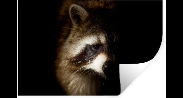 Muurstickers - Sticker Folie - Wasbeer - Wilde dieren - Zwart - 30x20 cm - Plakfolie - Muurstickers Kinderkamer - Zelfklevend Behang - Zelfklevend behangpapier - Stickerfolie