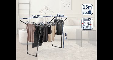 Leifheit droogrek Pegasus - 150 solid slim - black - antraciet