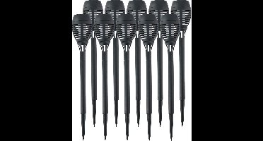 10x grundig solar tuinlamp fakkel - vlam effect - zwart - 48 cm - op steker - tuinverlichting - zonne-energie