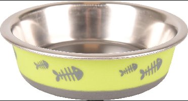 Katten eetbakje Fish Bone - Geel - 12 x 12 x 4 cm