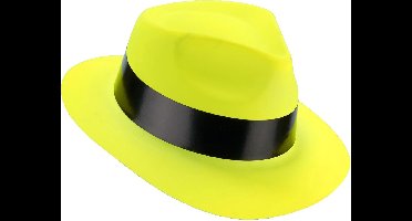 Vegaoo - Fluo geel gangster hoed voor volwassenen