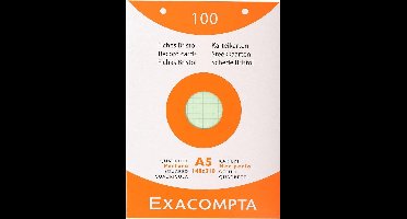 etui 100 steekkaarten bristol geruit 5x5 geperforeerd 148x210mm, Geassorteerd