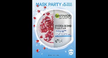 Garnier SkinActive - Hydra Bomb Sheet Mask met Granaatappel - Gezichtsmasker - 5 Stuks - Voordeelverpakking