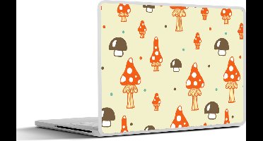 Laptop sticker - 12.3 inch - Patronen - Paddestoel - Oranje - 30x22cm - Laptopstickers - Laptop skin - Cover