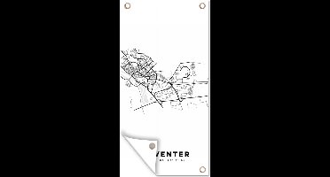 Tuinposter Nederland – Deventer – Stadskaart – Kaart – Zwart Wit – Plattegrond - 30x60 cm - Tuindoek