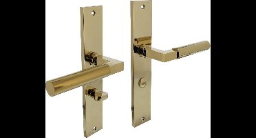 Intersteel Deurkruk Bau-Stil op schild 245x45 mm WC63/8 mm messing titaan PVD