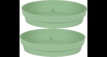 EDA Bloempot onderschaal Toscane - 2x stuks - kunststof - groen - D35 cm - opvangschalen