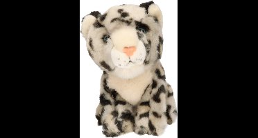 Pluche gevlekte sneeuwluipaard welpje knuffel 18 cm - Sneeuwluipaarden wilde dieren knuffels - Speelgoed voor kinderen