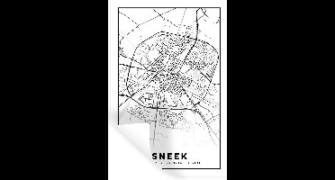 Muurstickers - Sticker Folie - Kaart - Sneek - Zwart - Wit - 20x30 cm - Plakfolie - Muurstickers Kinderkamer - Zelfklevend Behang - Zelfklevend behangpapier - Stickerfolie