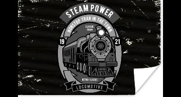 Poster Trein - Vintage - Tekening - 30x20 cm - Vaderdag cadeau - Geschenk - Cadeautje voor hem - Tip - Mannen