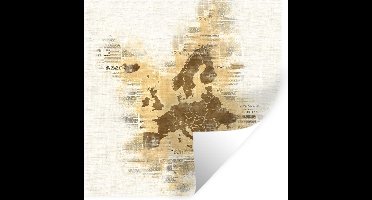 Muurstickers - Sticker Folie - Europa - Kaarten - Papier - Waterverf - 30x30 cm - Plakfolie - Muurstickers Kinderkamer - Zelfklevend Behang - Zelfklevend behangpapier - Stickerfolie