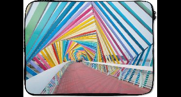 Laptophoes 13 inch - Regenboog kunstwerk - Laptop sleeve - Binnenmaat 32x22,5 cm - Zwarte achterkant